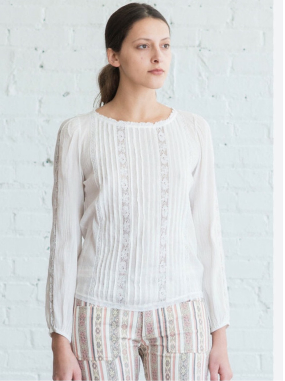Isabel Marant Blouse Mayra Plisse Cotton Lace in White